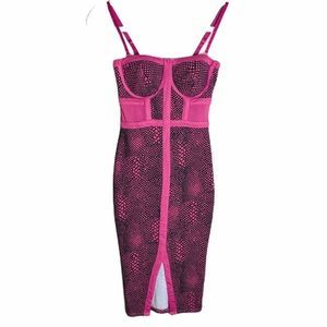 Material Girl Pink Snakeskin Mesh Stretch Bodycon Dress